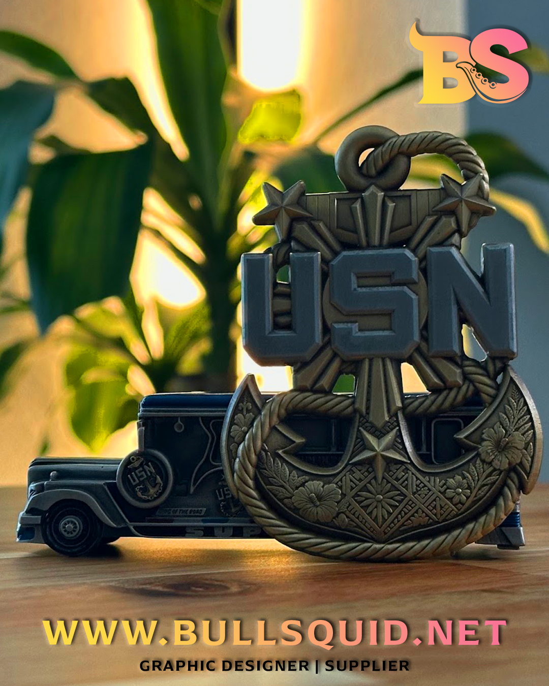 U.S. Navy Chief Filipino Anchor + Jeepney Display Stand | Culture Coin series