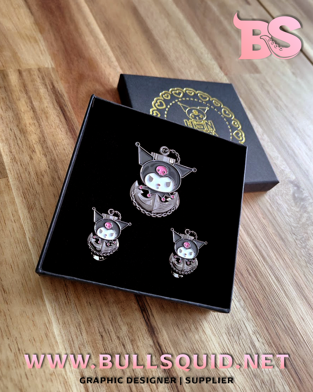 Navy Chief Petty Officer Kuromi Themed Anchor Pin Set | Shiny Black Plating