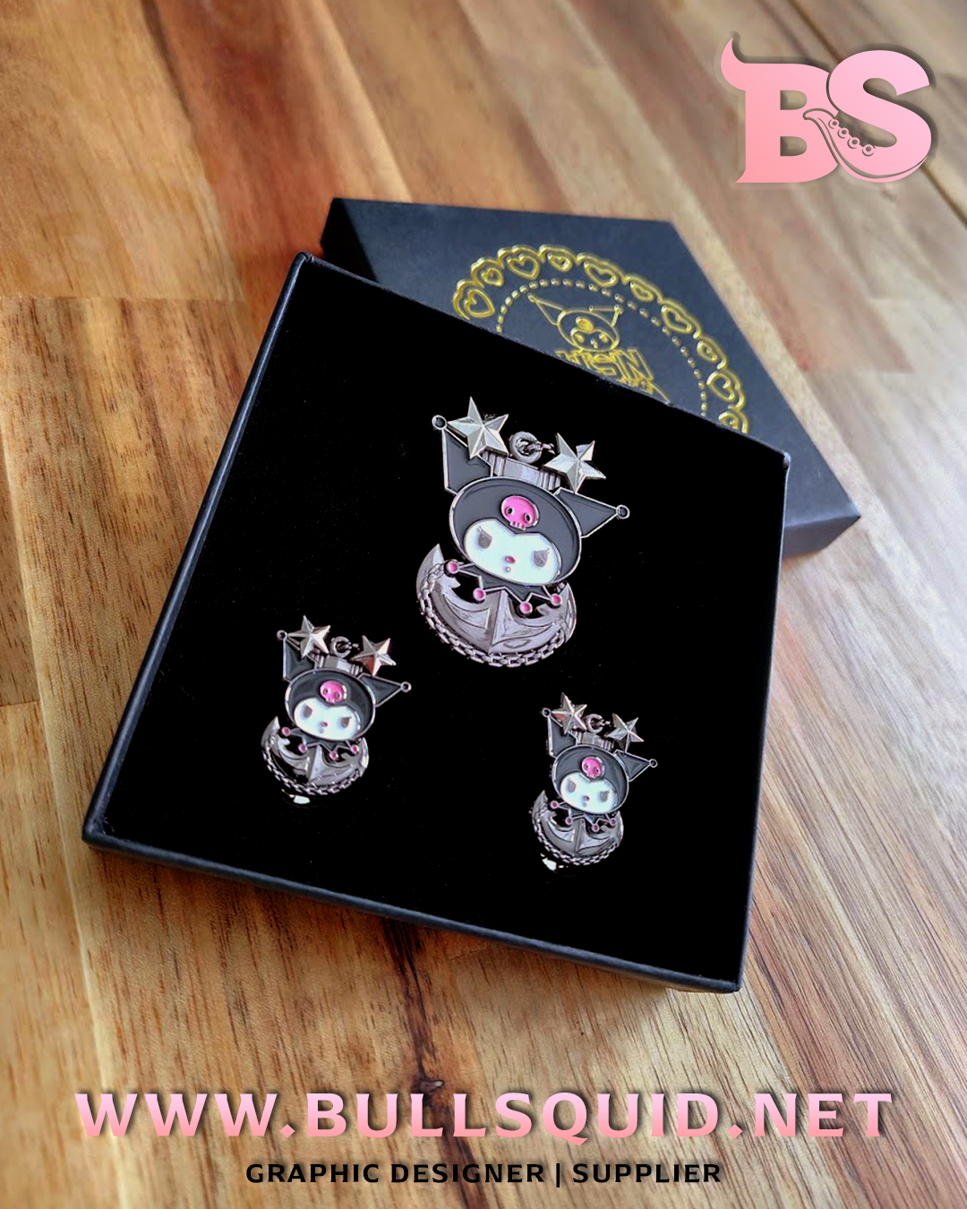 Navy Chief Petty Officer Kuromi Themed Anchor Pin Set | Shiny Black Plating