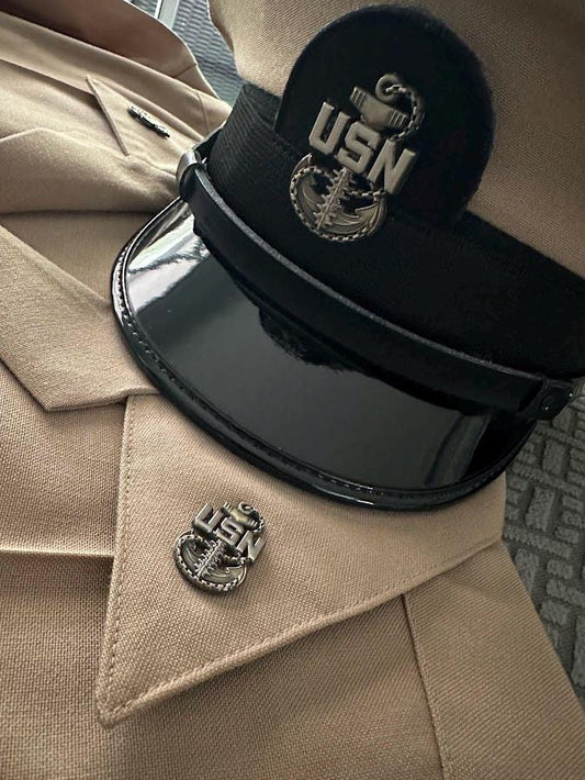 Navy Chief "Backbone" Anchor Collar Devices and Cover Pins Set (CPO/SCPO/MCPO)