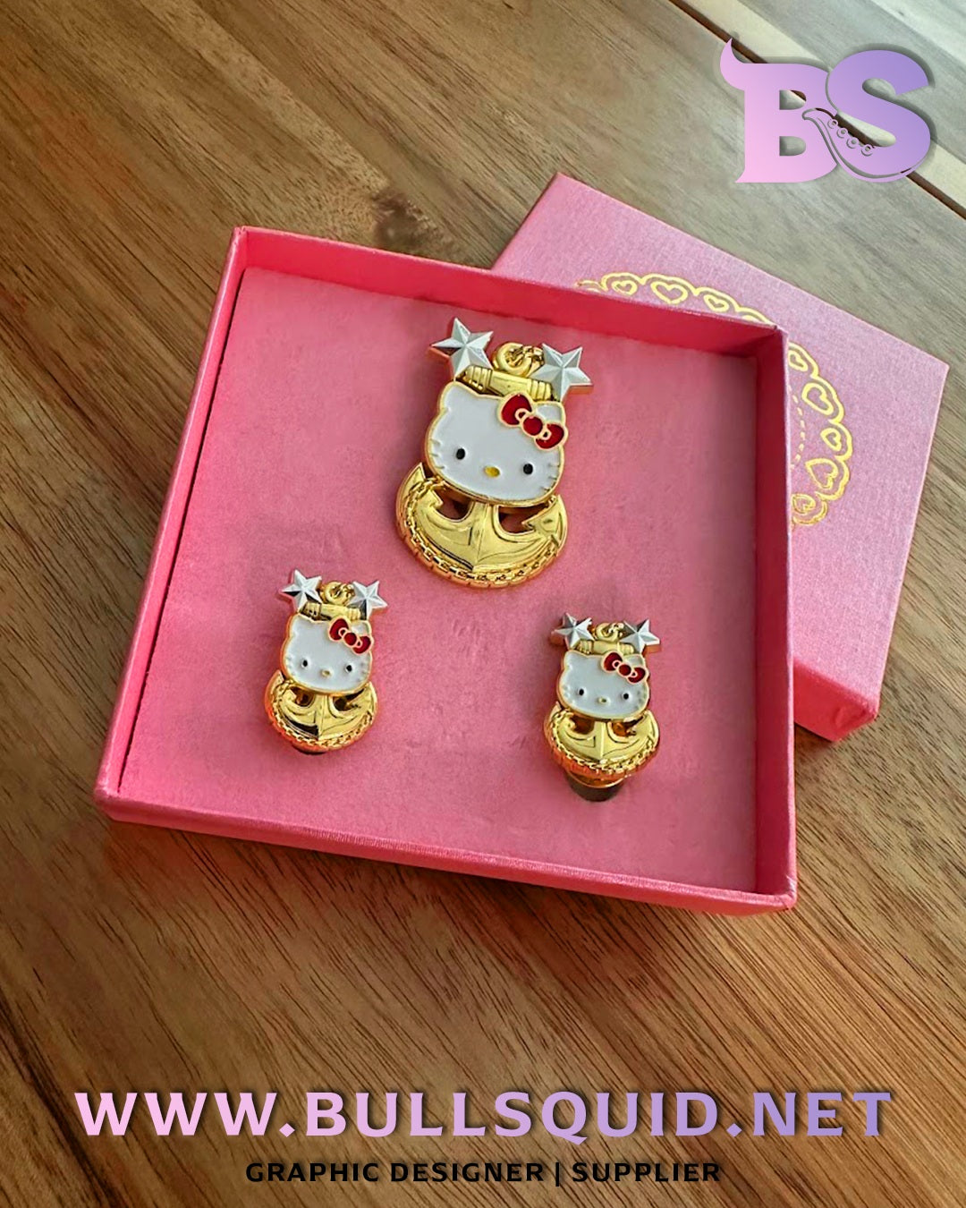 Hello Kitty Themed CPO Anchors | Collar Devices + Cover Pins Set | ALL CPO Ranks