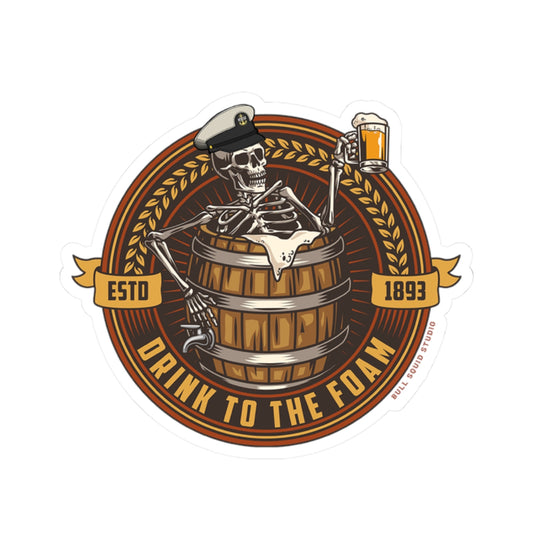 US NAVY Chief Skeleton Barrel | Drink to the Foam | Kiss-Cut Sticker | Navy Edition
