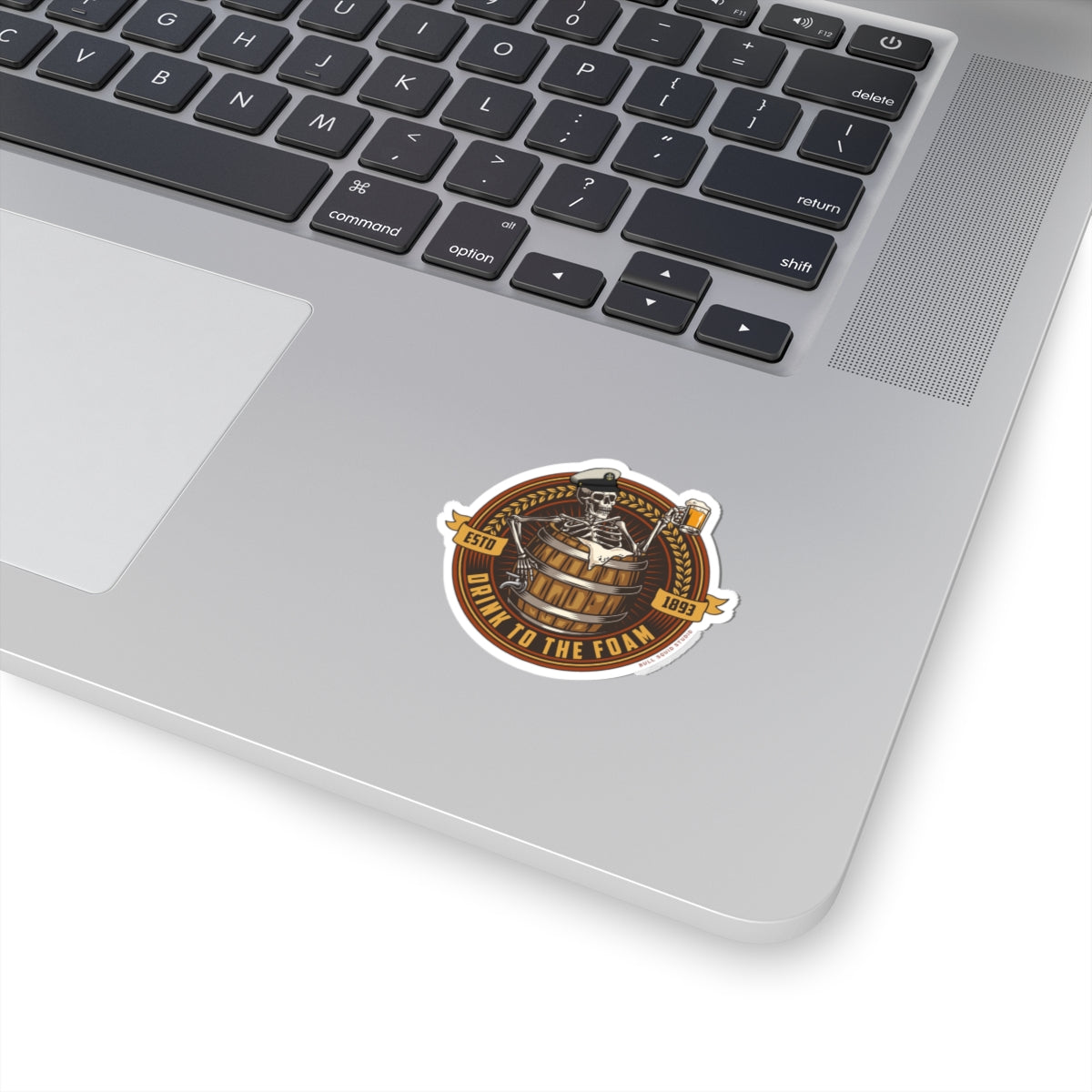 US NAVY Chief Skeleton Barrel Kiss-Cut Sticker | 'Drink to the Foam'