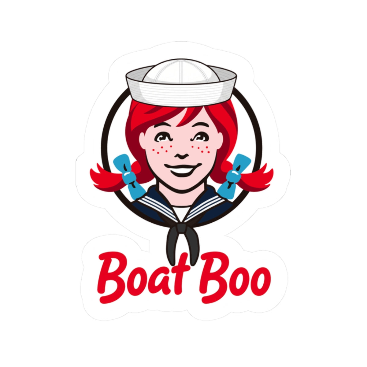 Boat Boo Sticker — Retro Sailor Girl Kiss-Cut Sticker