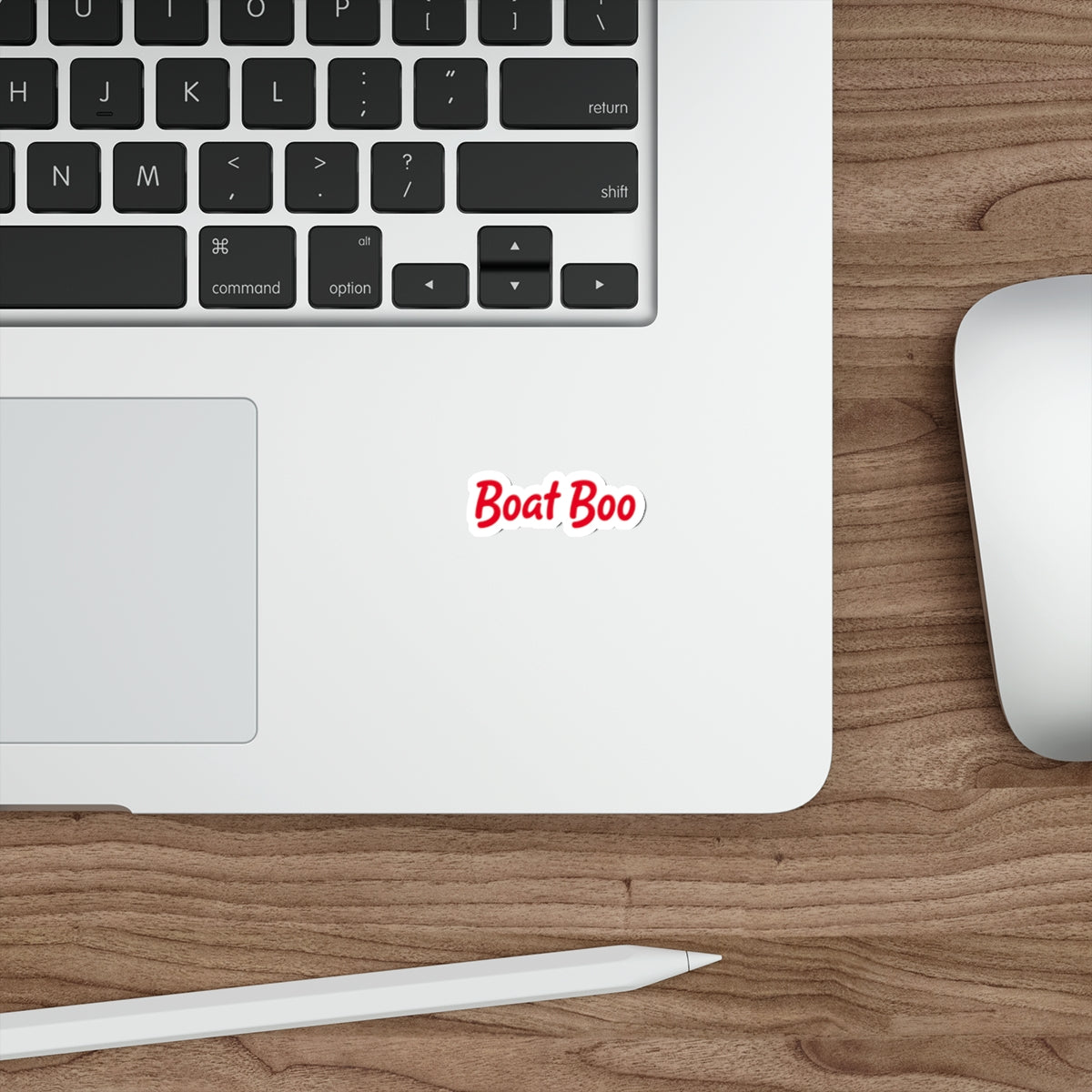 Boat Boo Die-Cut Sticker — Red Script Nautical Laptop Sticker