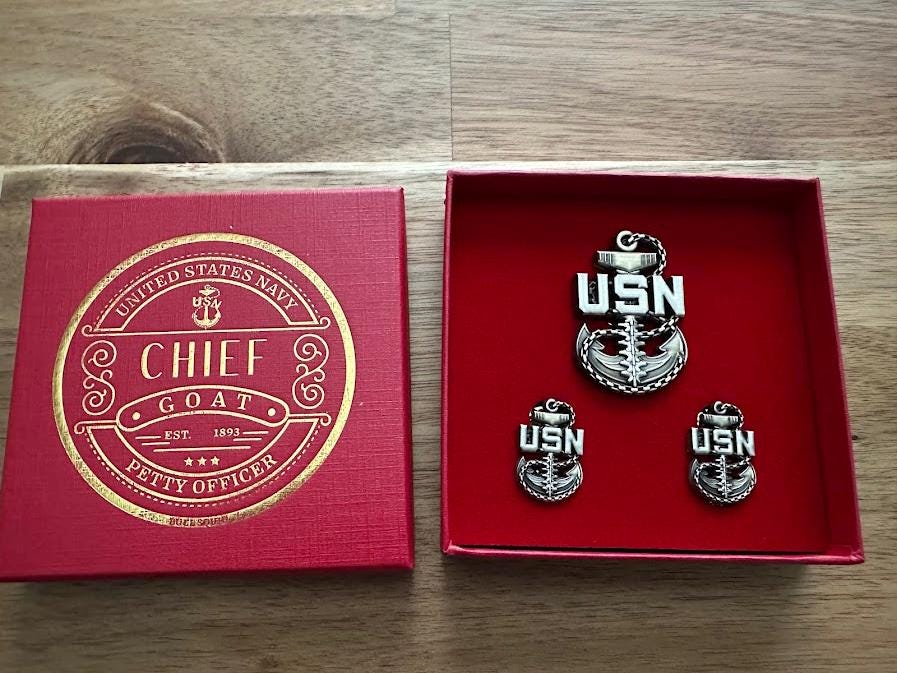 Navy Chief "Backbone" Anchor Collar Devices and Cover Pins Set (CPO/SCPO/MCPO)