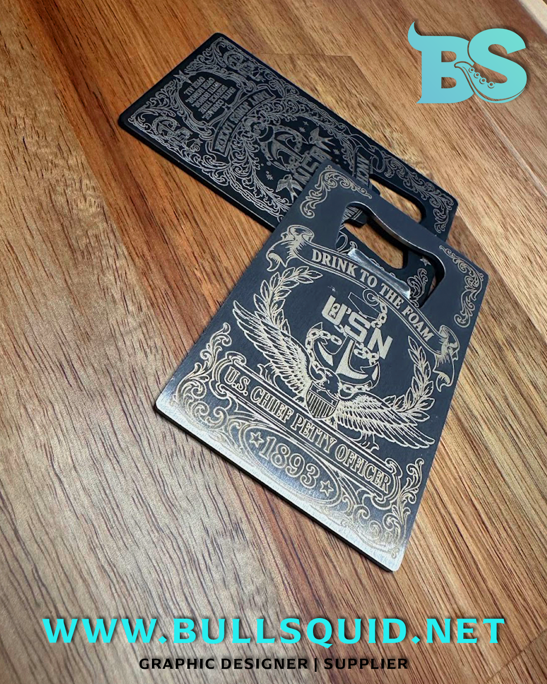 U.S. Navy Chief Stainless Steel Bottle Opener | Engraved