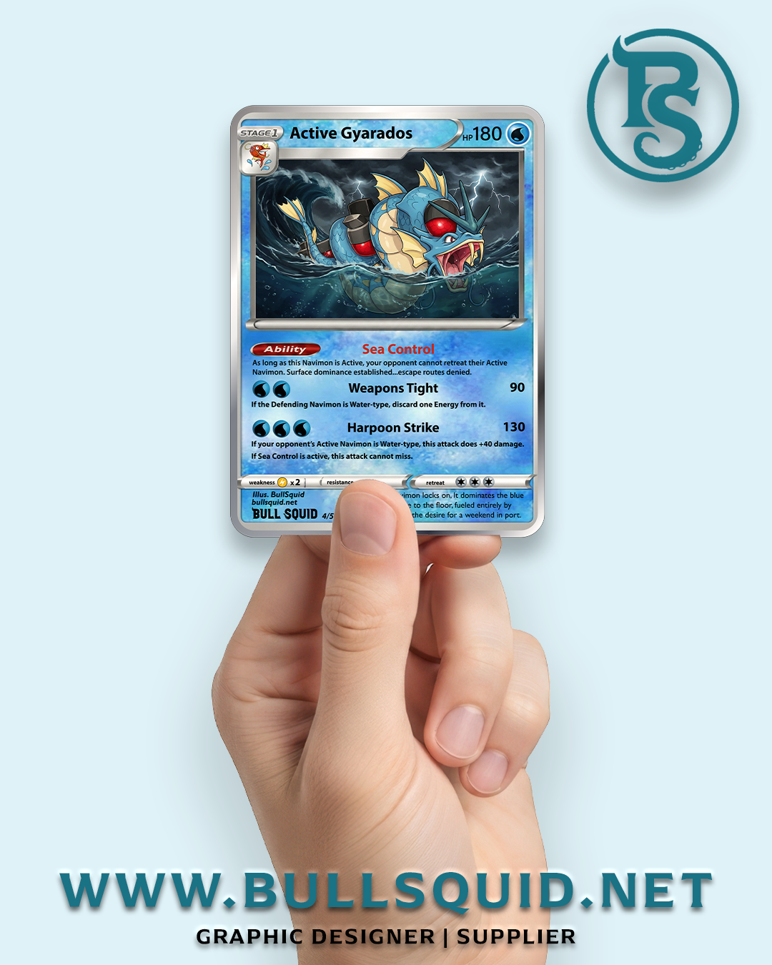 Navimon “Active Gyarados” Card – 4 of 50 – Exclusive Navy Series