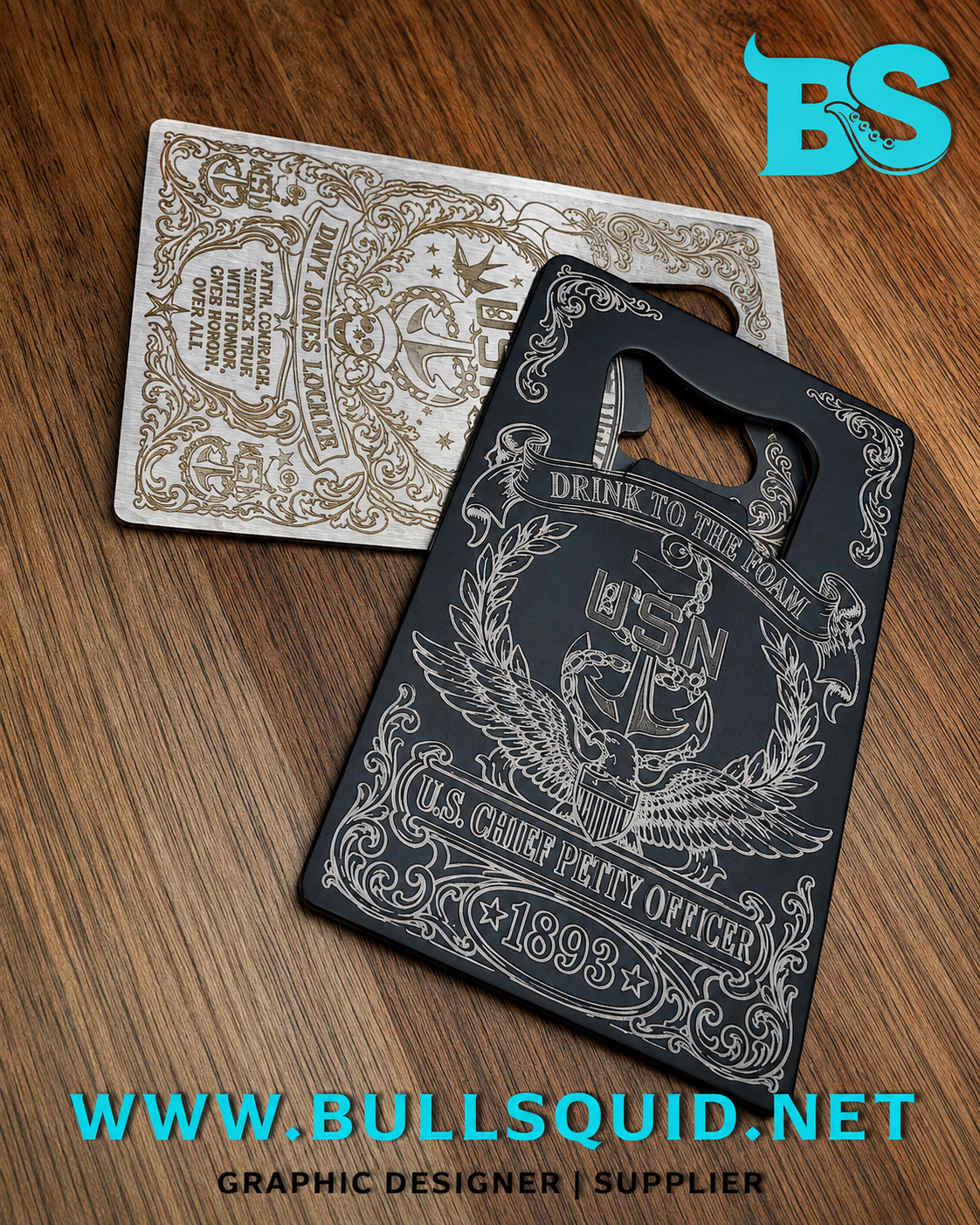 U.S. Navy Chief Stainless Steel Bottle Opener | Engraved