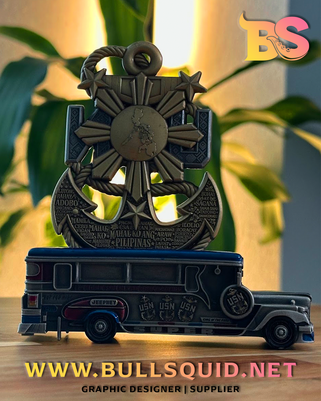 U.S. Navy Chief Filipino Anchor + Jeepney Display Stand | Culture Coin series