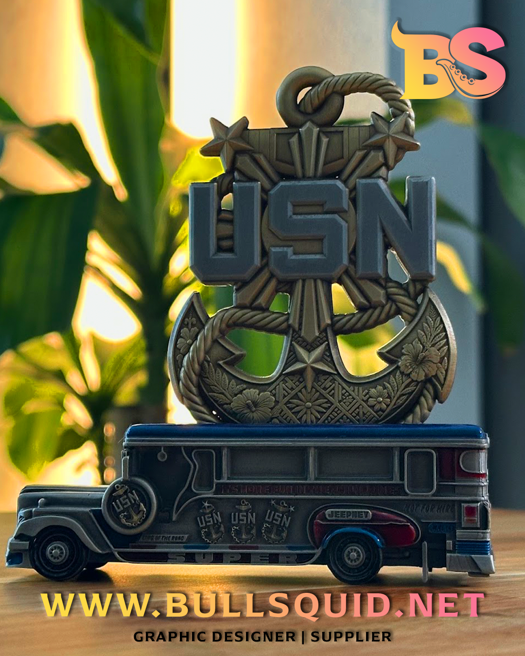 U.S. Navy Chief Filipino Anchor + Jeepney Display Stand | Culture Coin series