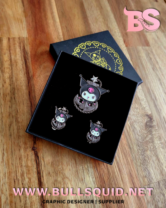Navy Chief Petty Officer Kuromi Themed Anchor Pin Set | Shiny Black Plating