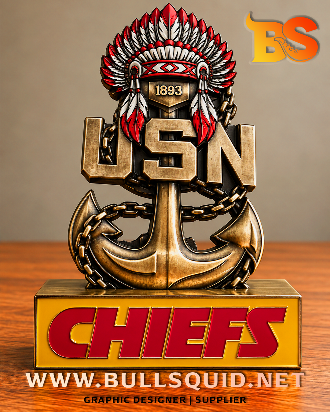 US Navy Chief "KC Chiefs" | Challenge Coin & Display Holder Set | Navy Edition