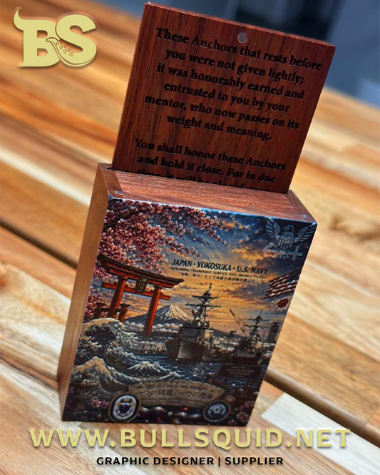 Military Keepsake Display Box – Large Edition | Chief Anchor & Rank Holder
