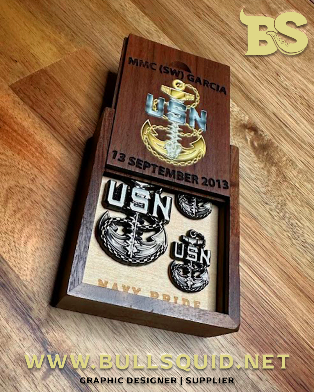 Military Keepsake Display Box – Large Edition | Chief Anchor & Rank Holder