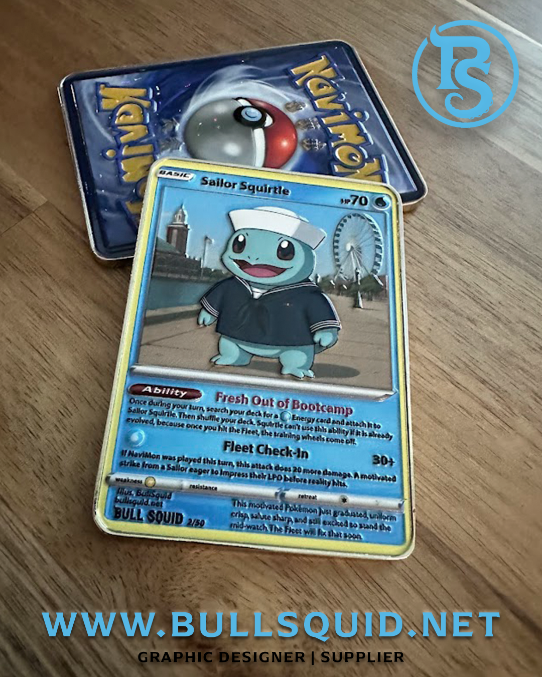 Limited Edition Navimon “Sailor Squirtle” Card – 2 of 50 – Exclusive Navy Series