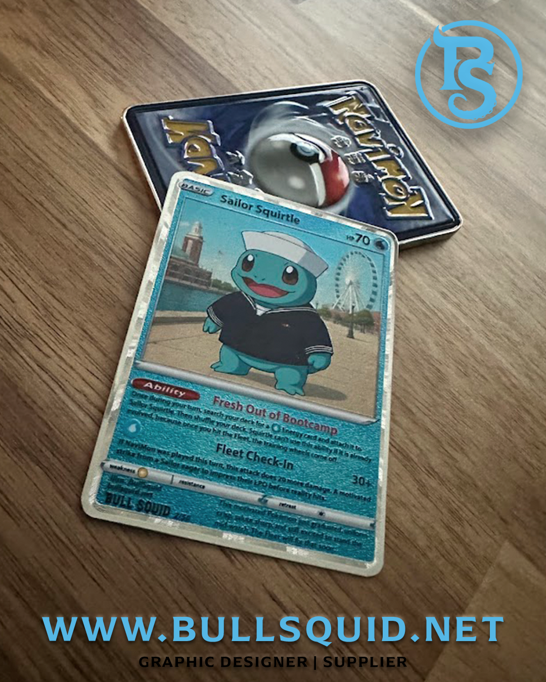 Limited Edition Navimon “Sailor Squirtle” Card – 2 of 50 – Exclusive Navy Series
