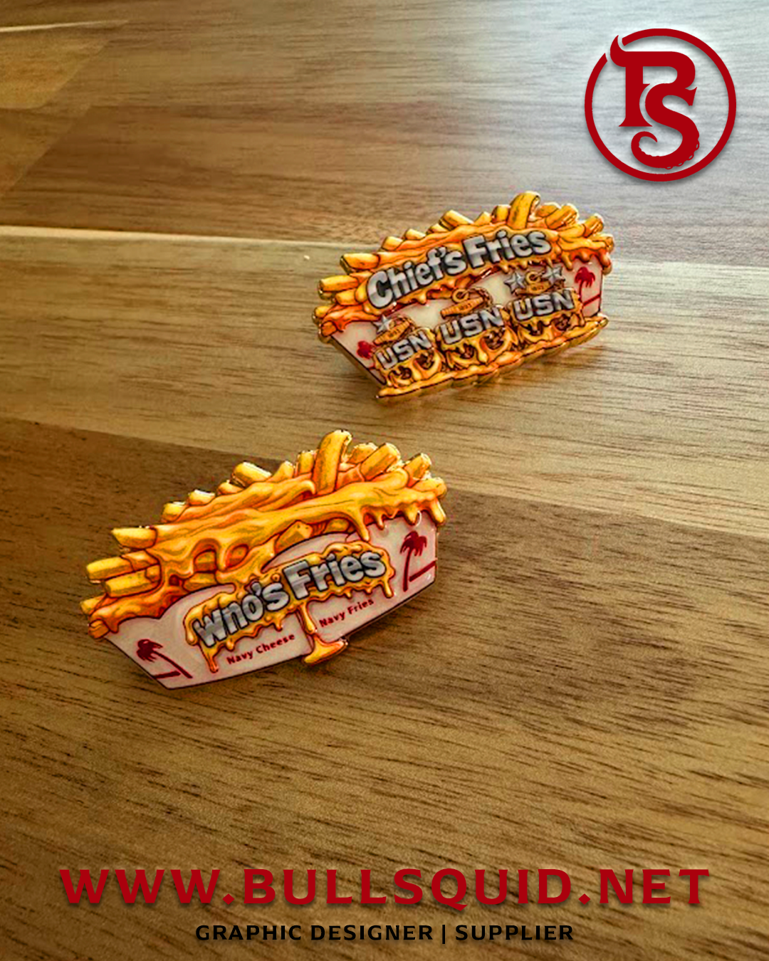 Navy Cheese Fries Chief Pin set | Unique US Navy Chief Collectible Gift