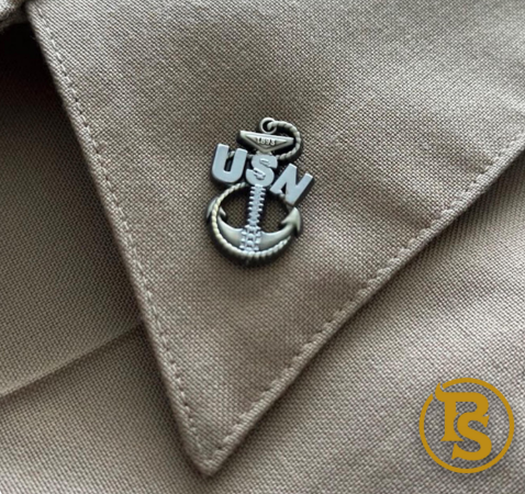 U.S. Navy Chief "Old Goat - Backbone" Anchor Collar Devices and Cover Pins Set (CPO)