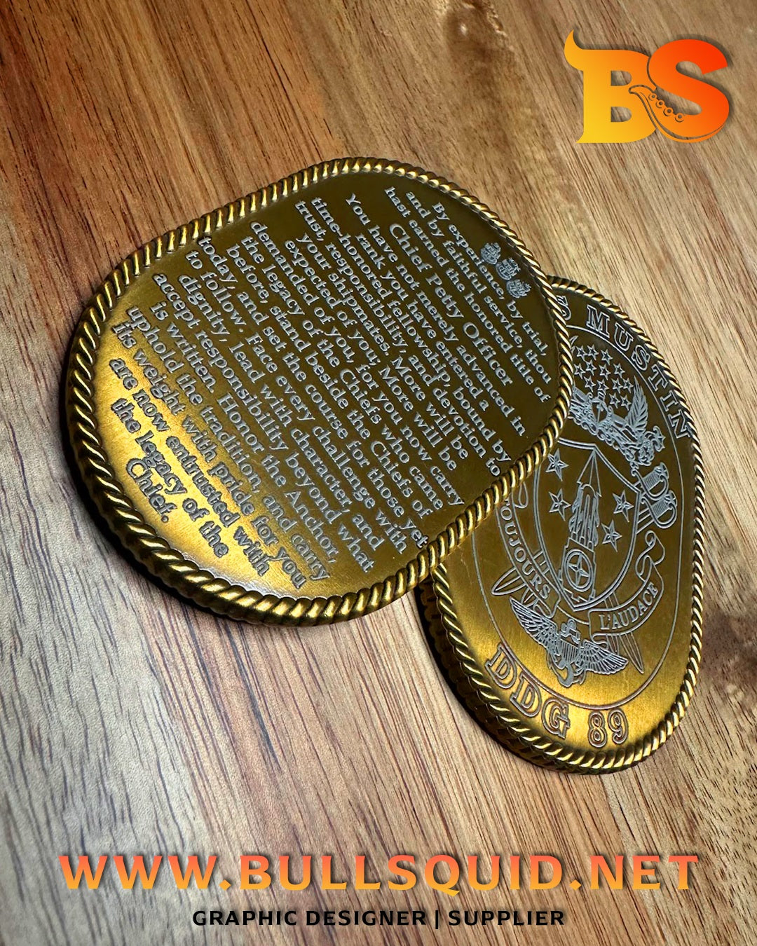 Personalized 3" Oval Challenge Coin | UV Print - Laser Engraved | Blank