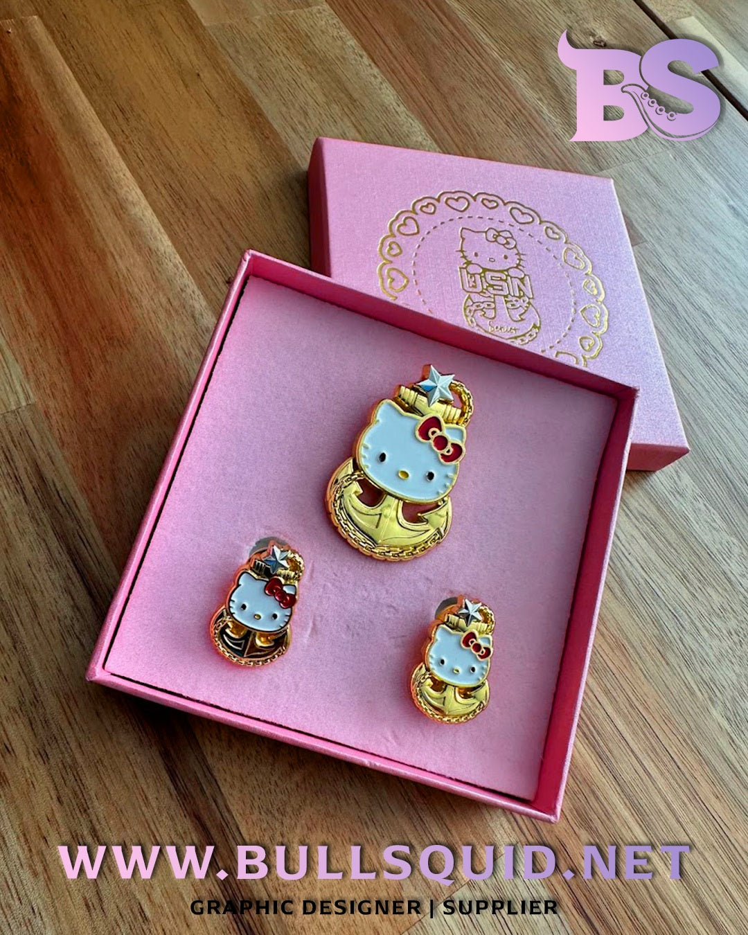 Hello Kitty Themed CPO Anchors | Collar Devices + Cover Pins Set | ALL CPO Ranks